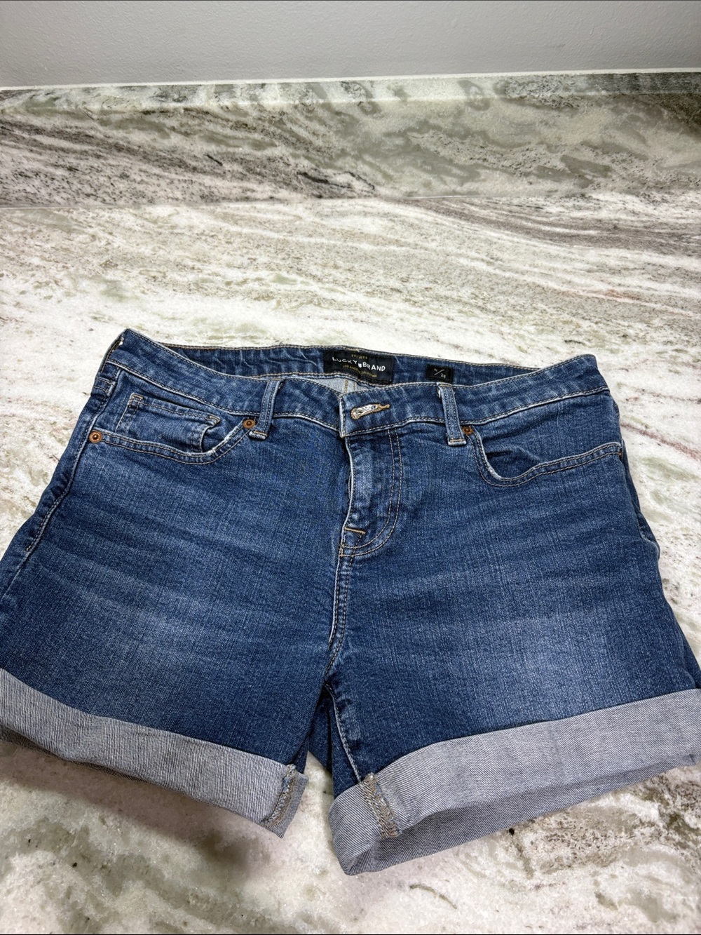 Lucky Brand Dark Blue Rolled Cuff Jean Shorts